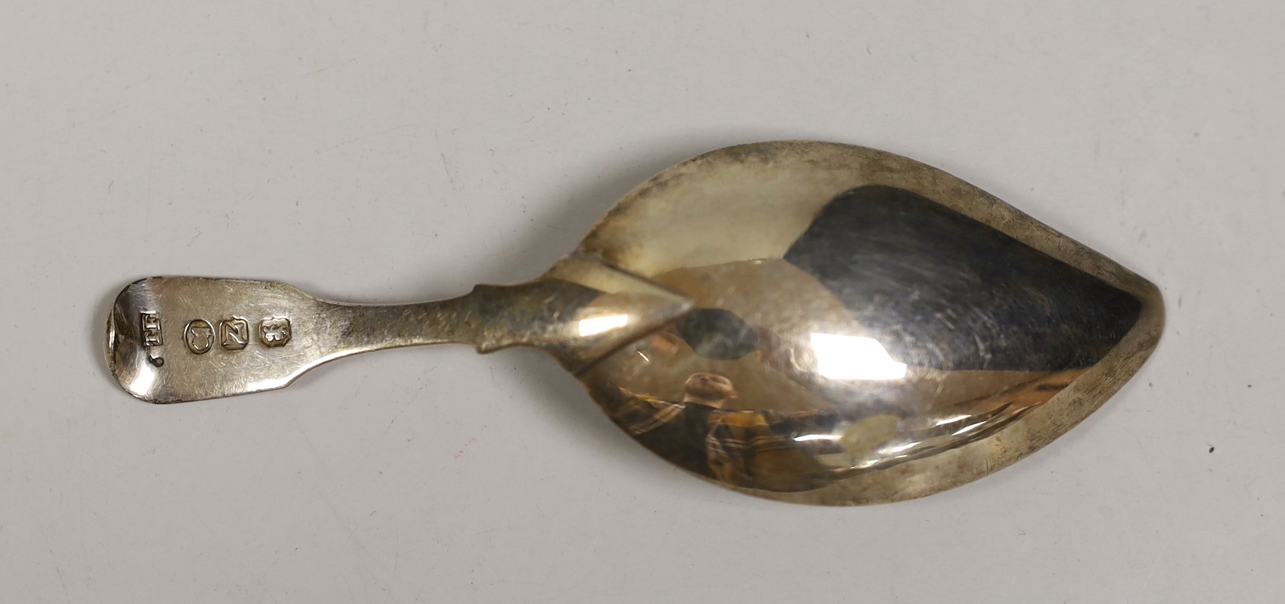 A George III silver leaf shaped caddy spoon, Thomas Freeth?, London, 1808, 10.2cm.